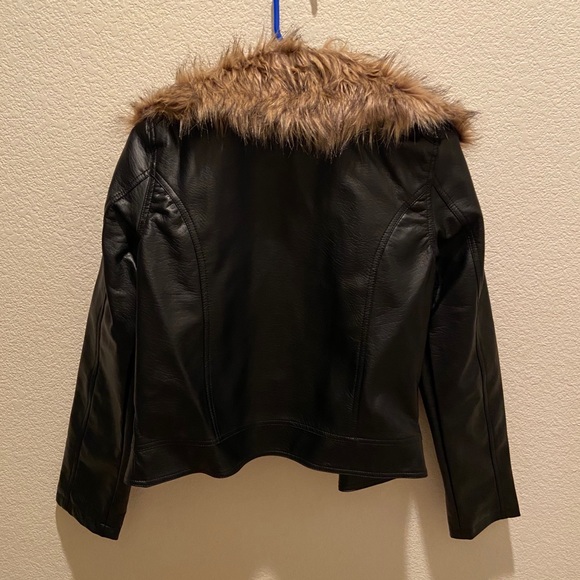 Faux Fur Trim Leather Jacket - Picture 2 of 2